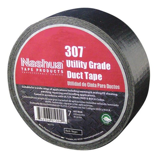 [08-1007C] CINTA ADHESIVA DUCTO NEGRA 2" 48*55mts (60yd)307 NASHUA