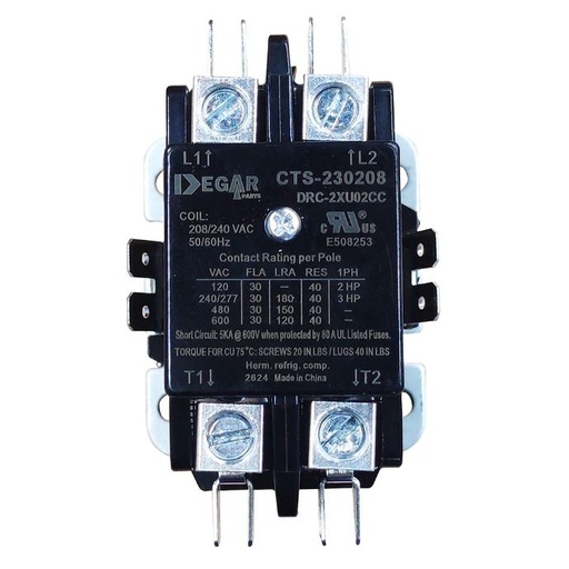 [47-2208] CONTACTOR PREMIUM 2x20AMPx208V CTS-220208 DEGAR