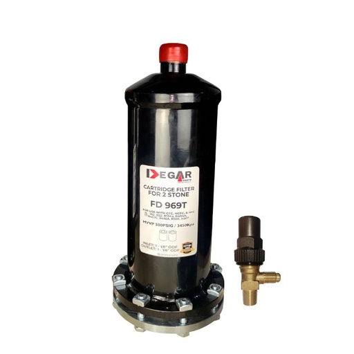 [17-9238] FILTRO PORTA-CARTUCHO DE 2 PIEDRAS 1 3/8" C/VALVULA SERVICIO FD-9611T DEGAR 