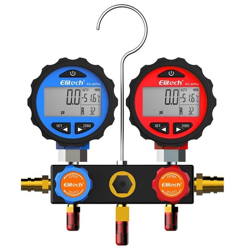 [80-1033] JUEGO MANOMETRO DIGITAL DESARMABLE C/ADAPT. P/R410/ACOPLE/VALV/LLAVE & BLUETOOH DMG-3 ELITECH