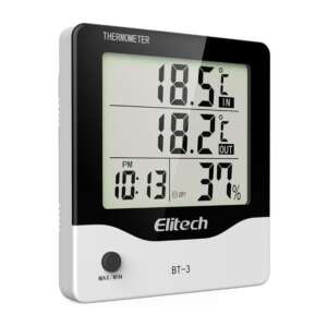 TERMOMETRO HUMIDOSTATO DIGITAL DOBLE INDICADOR TEMP. C/ALARMA/RELOJ BT-3 ELITECH