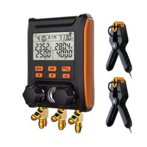 JUEGO MANOMETRO DIGITAL 2 VIAS C/SENSOR DE TEMP. + % DE FUGA & BLUETOOTH MS-1000 ELITECH